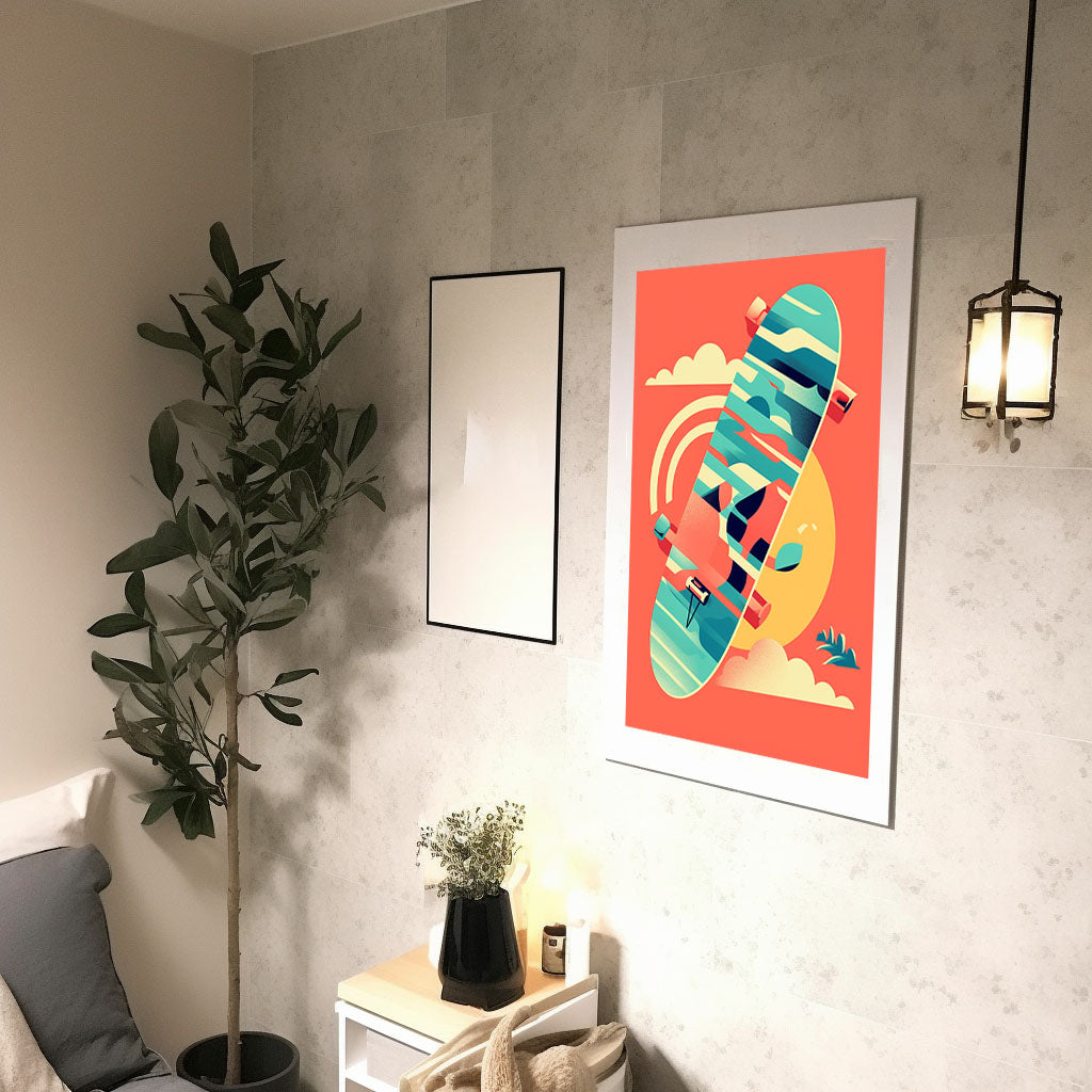 スケートボードのアートポスター廊下配置イメージ