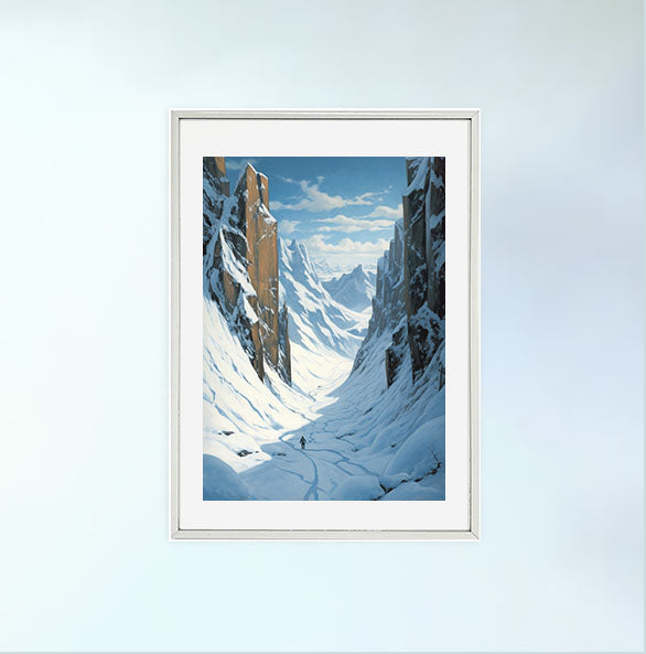 スキーのアートポスター銀フレームあり