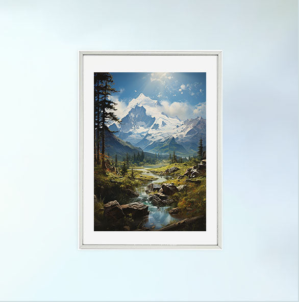 スキーのアートポスター銀フレームあり