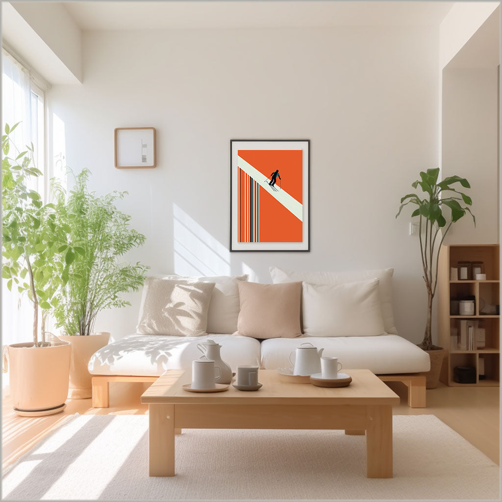 スキーのアートポスターリビング配置イメージ