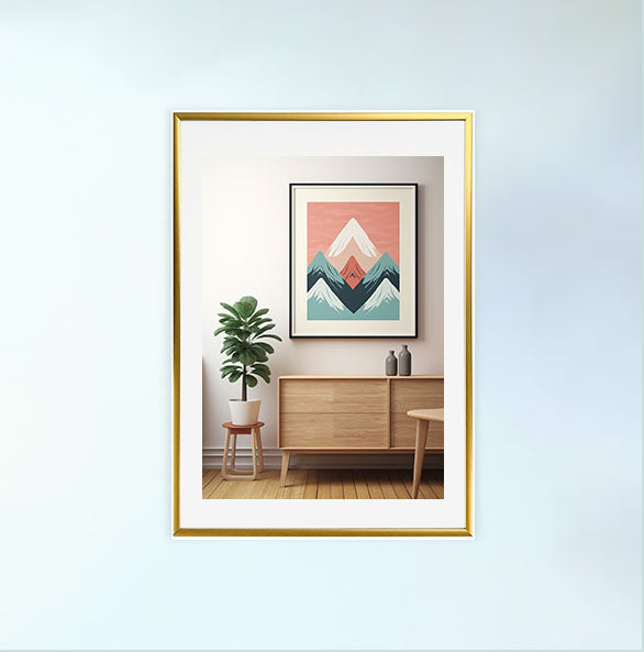 スキーのアートポスター金フレームあり