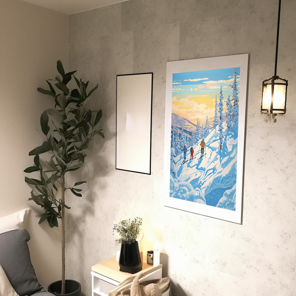 スキーのアートポスター廊下配置イメージ