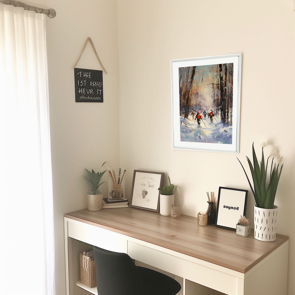 スキーのアートポスター机配置イメージ