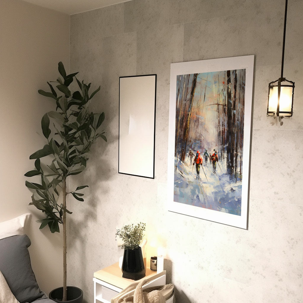 スキーのアートポスター廊下配置イメージ