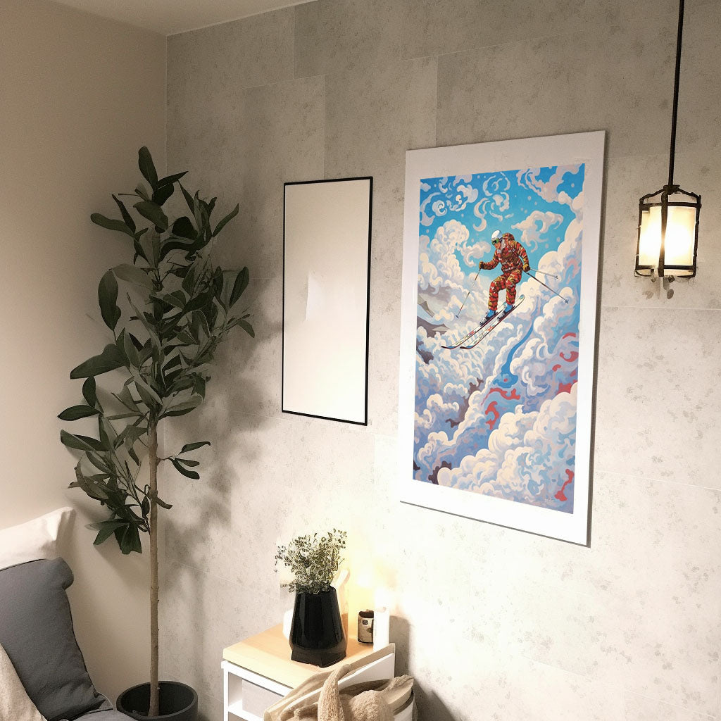 スキーのアートポスター廊下配置イメージ