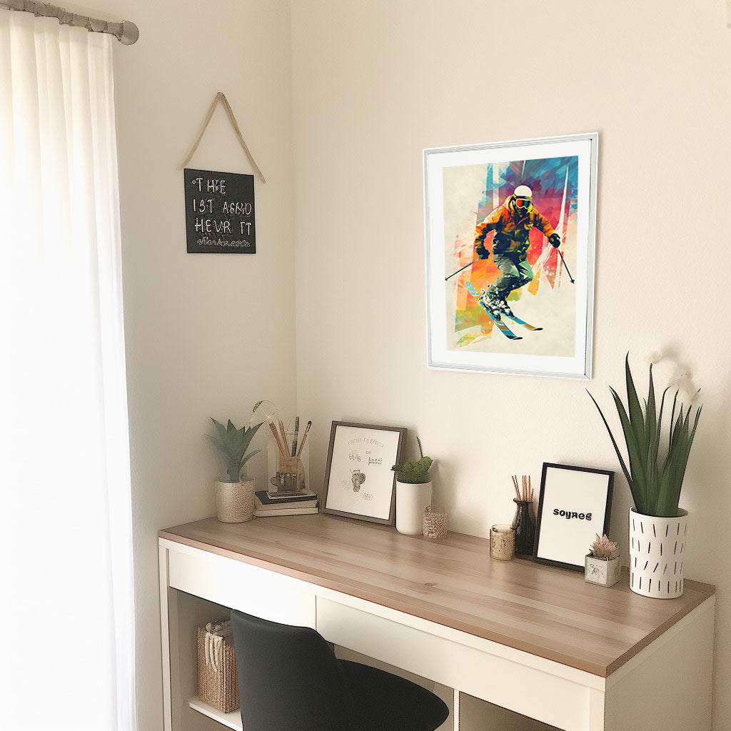 スキーのアートポスター机配置イメージ