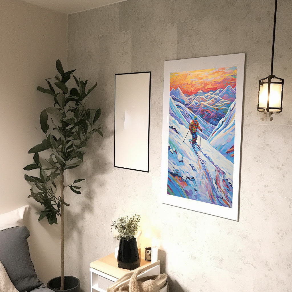 スキーのアートポスター廊下配置イメージ