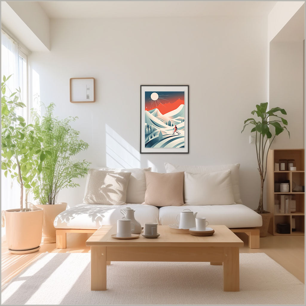 スキーのアートポスターリビング配置イメージ