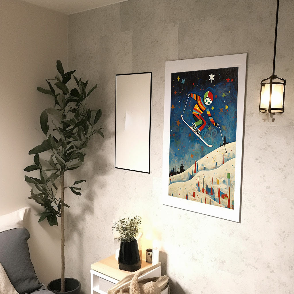 スキーのアートポスター廊下配置イメージ