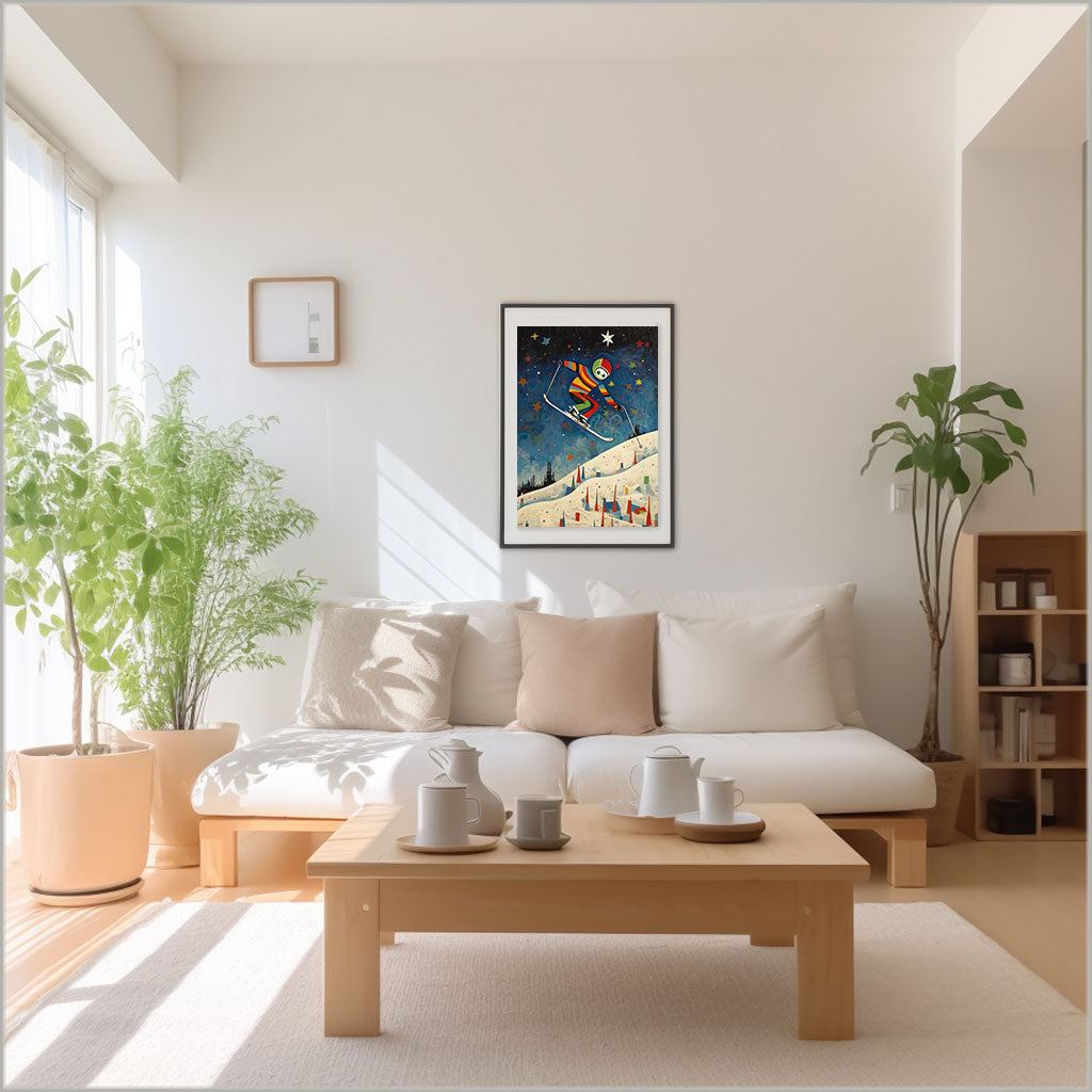 スキーのアートポスターリビング配置イメージ