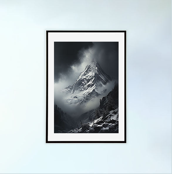 スキーのアートポスター黒フレームあり