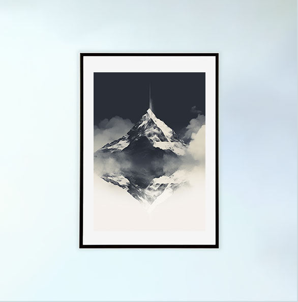 スキーのアートポスター黒フレームあり