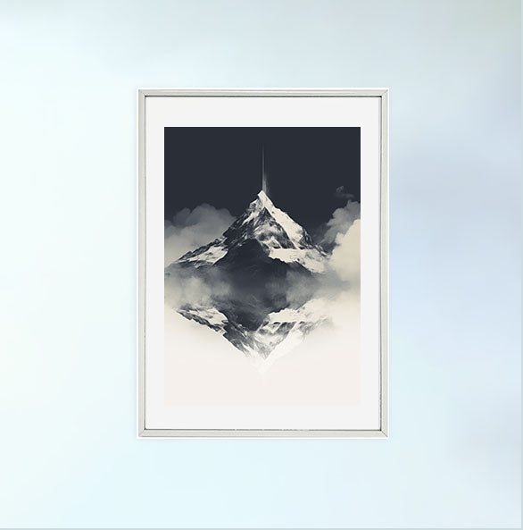 スキーのアートポスター銀フレームあり