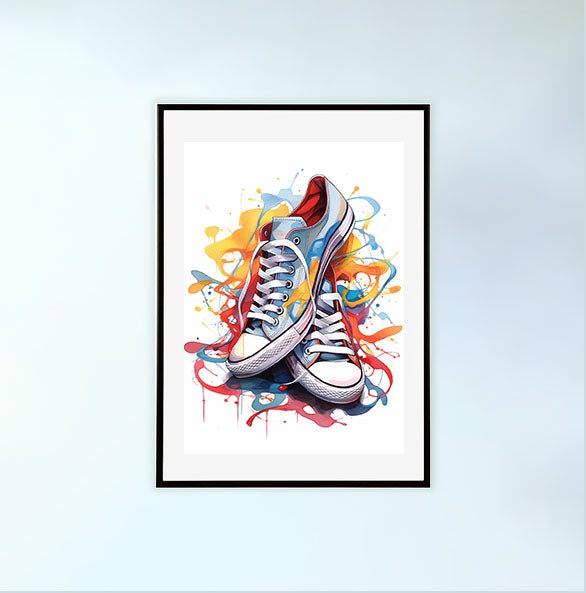 スニーカーのアートポスター黒フレームあり