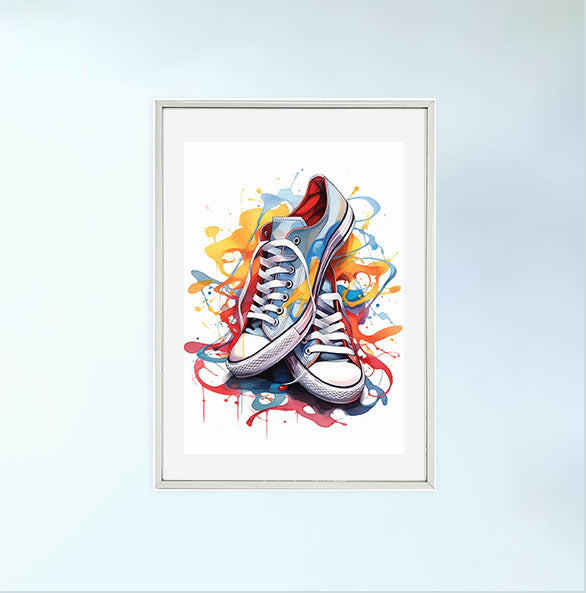 スニーカーのアートポスター銀フレームあり