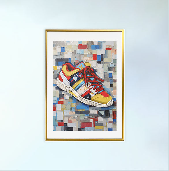 スニーカーのアートポスター金フレームあり