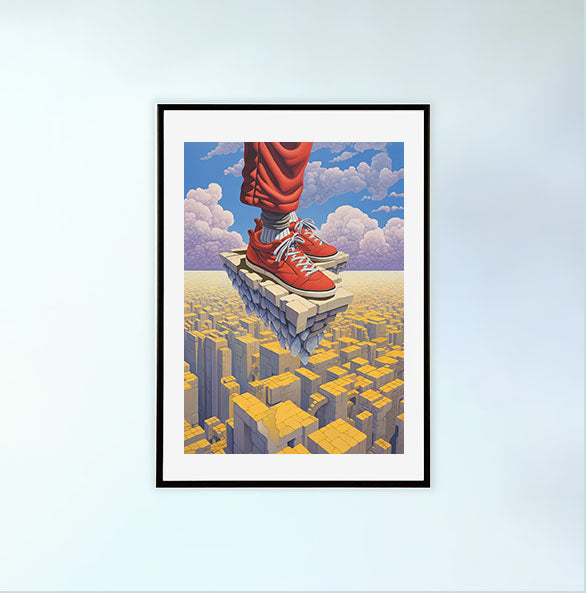 スニーカーのアートポスター黒フレームあり