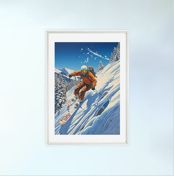 雪のアートポスター白フレームあり