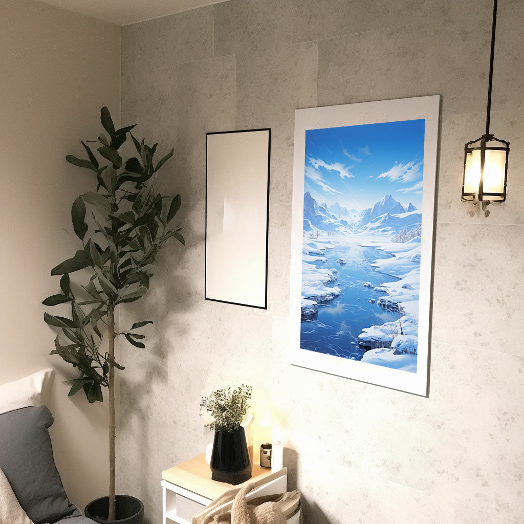 雪のアートポスター廊下配置イメージ