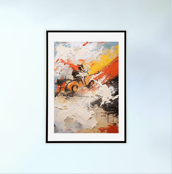 雪のアートポスター黒フレームあり