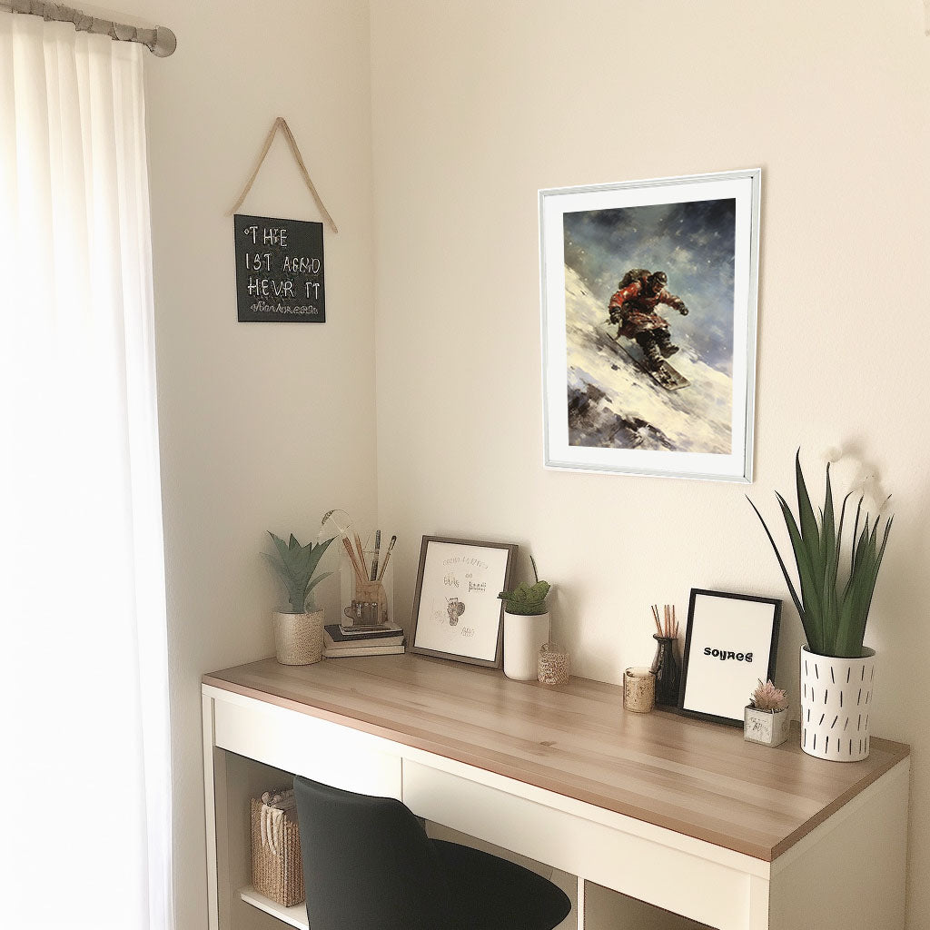 スノーボードのアートポスター机配置イメージ