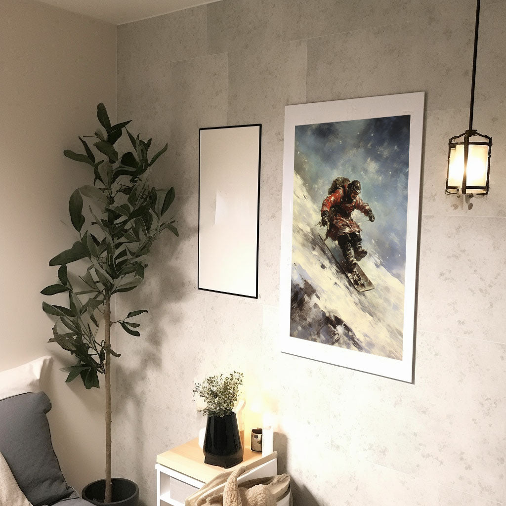 スノーボードのアートポスター廊下配置イメージ