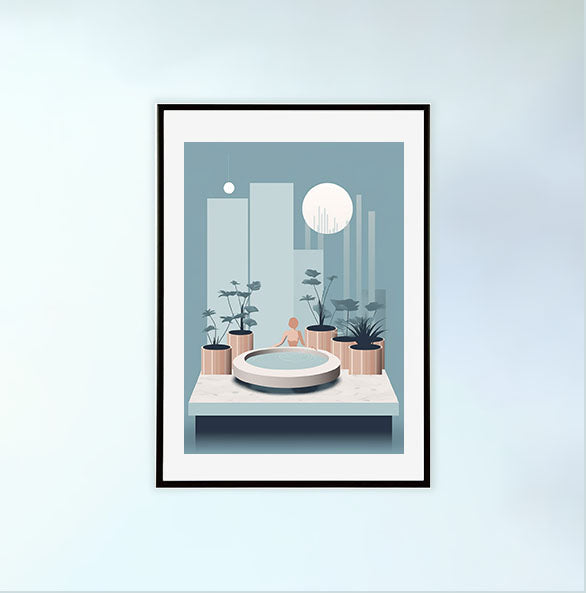 スパのアートポスター黒フレームあり