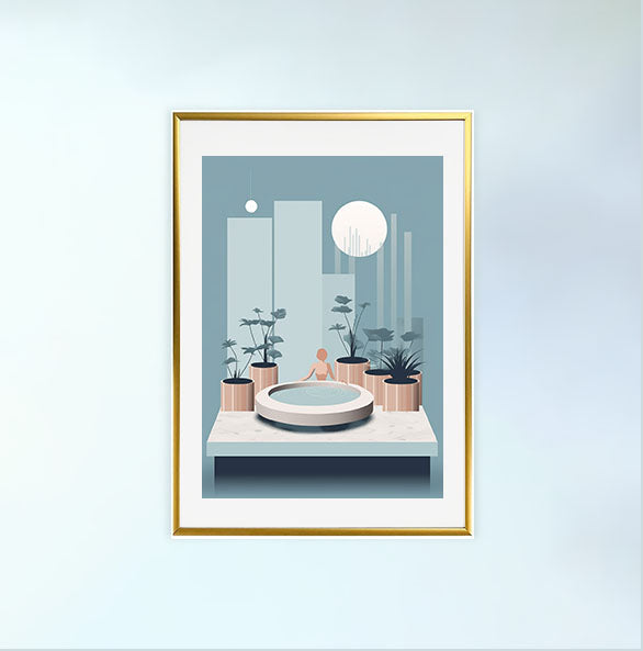 スパのアートポスター金フレームあり