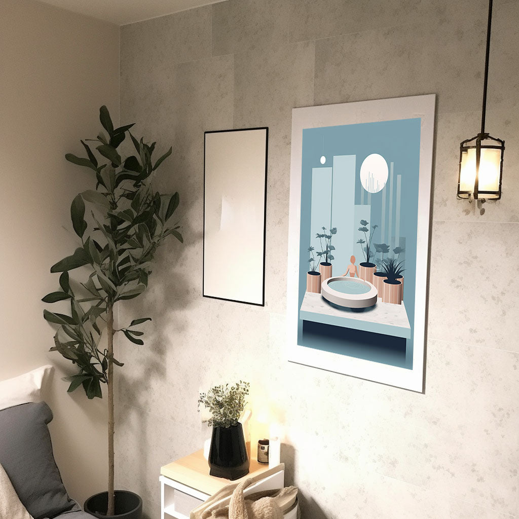 スパのアートポスター廊下配置イメージ