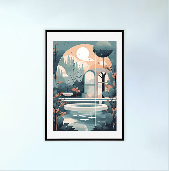 スパのアートポスター黒フレームあり