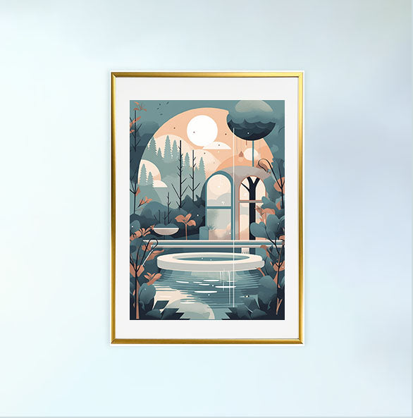 スパのアートポスター金フレームあり