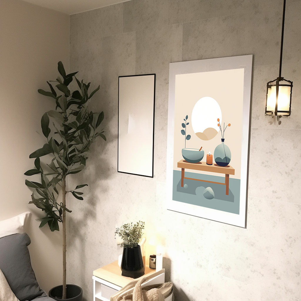 スパのアートポスター廊下配置イメージ