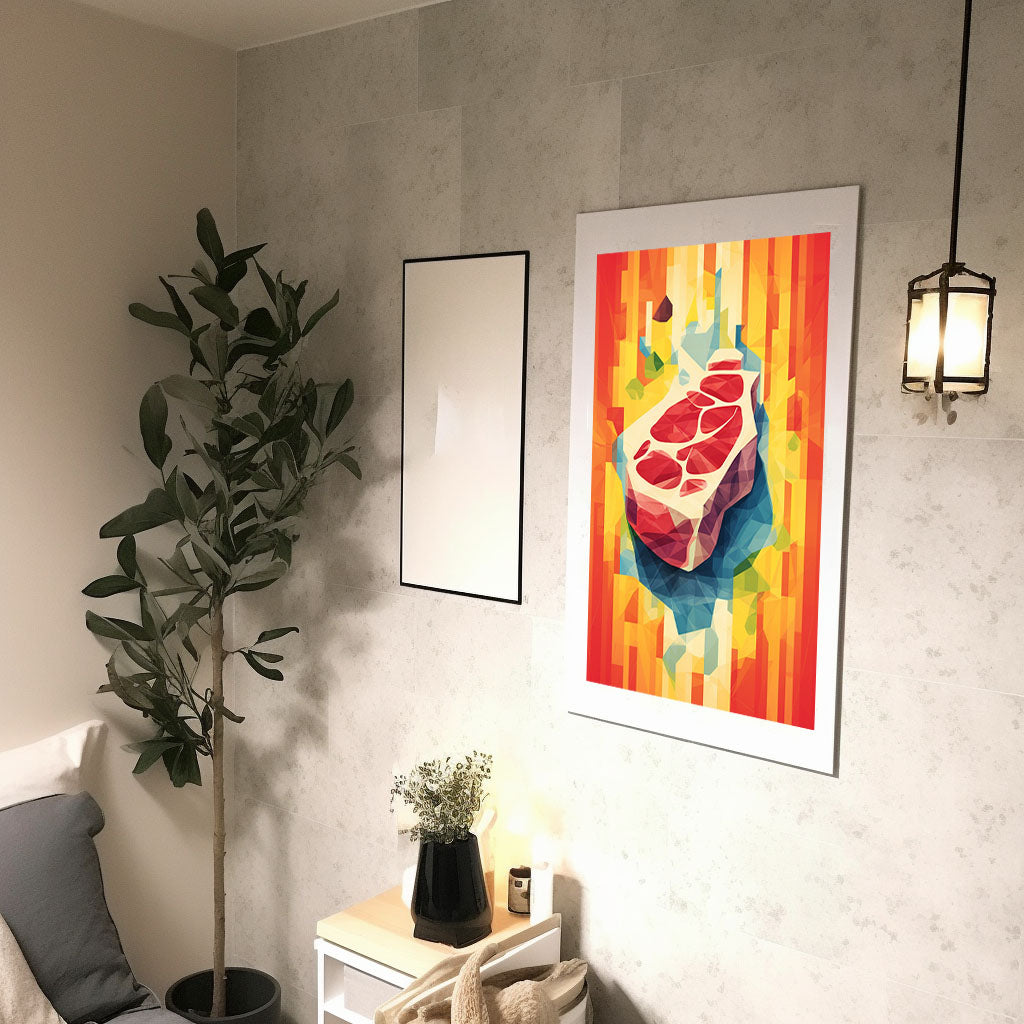 ステーキのアートポスター廊下配置イメージ