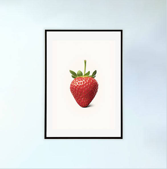ストロベリーのアートポスター黒フレームあり