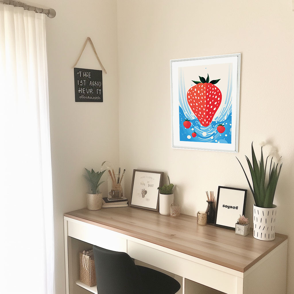 いちごのアートポスター机配置イメージ