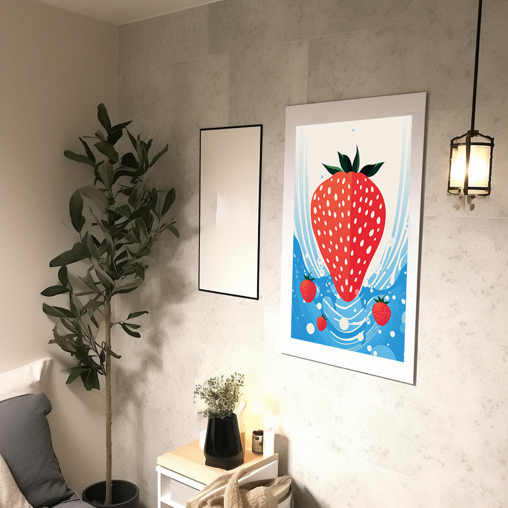 いちごのアートポスター廊下配置イメージ