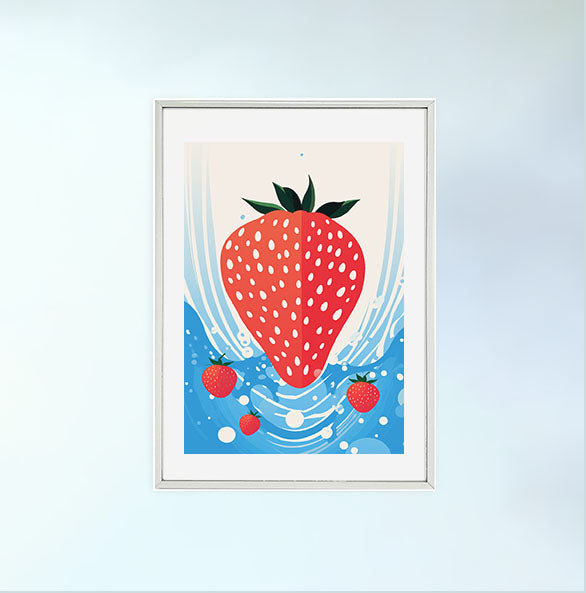いちごのアートポスター銀フレームあり