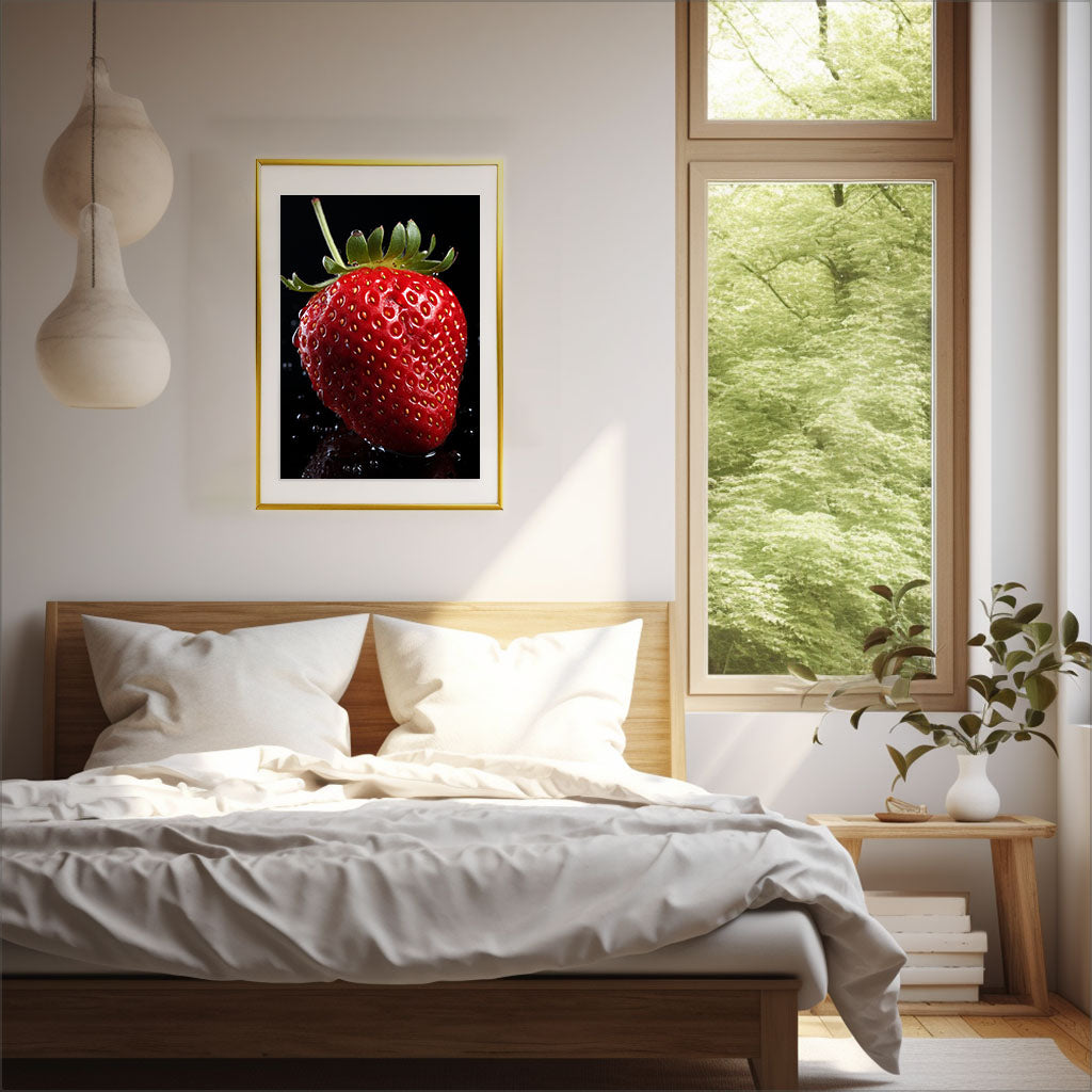 いちごのアートポスター寝室配置イメージ