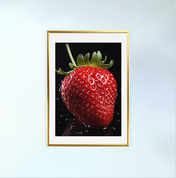 いちごのアートポスター金フレームあり