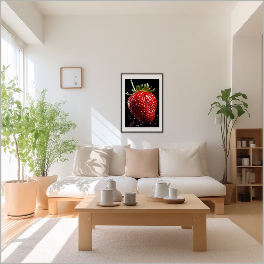 いちごのアートポスターリビング配置イメージ