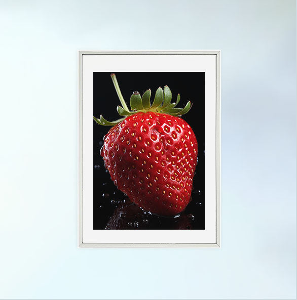 いちごのアートポスター銀フレームあり