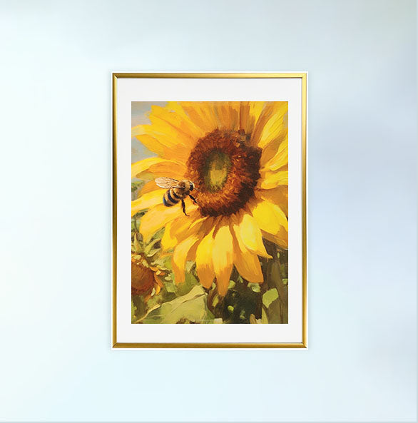 ひまわりのアートポスター金フレームあり