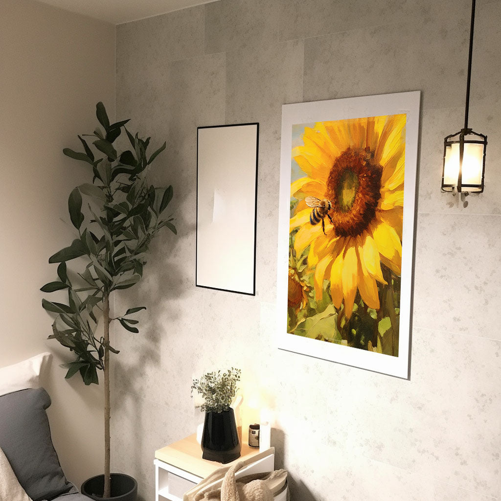 ひまわりのアートポスター廊下配置イメージ