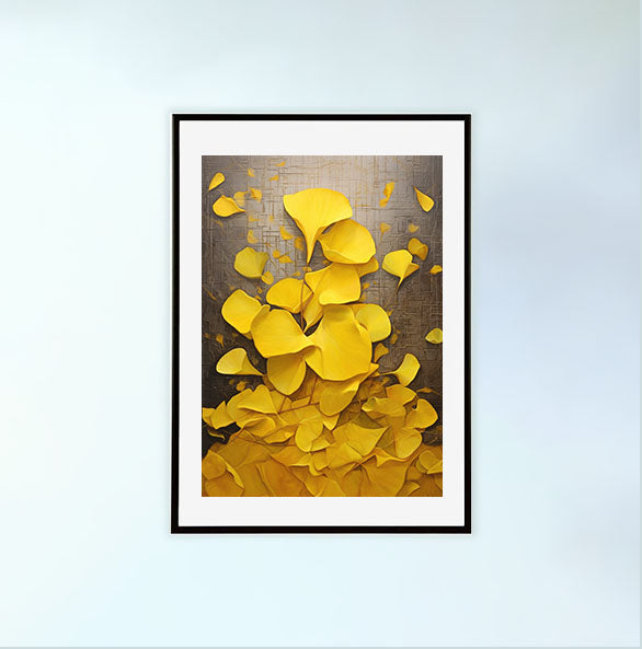 ひまわりのアートポスター黒フレームあり