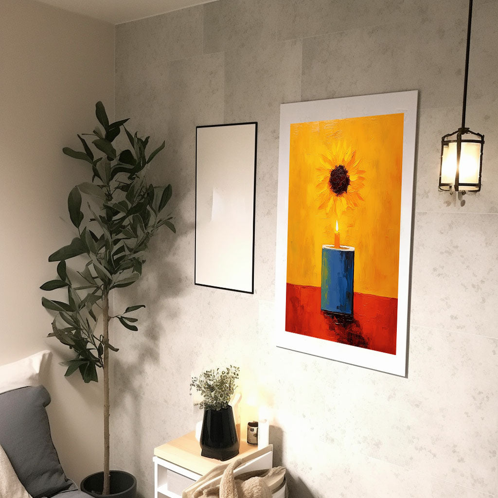 ひまわりのアートポスター廊下配置イメージ