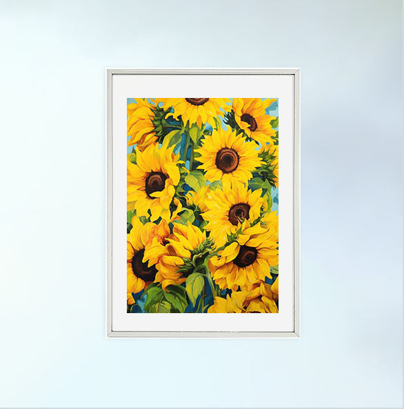 ひまわりのアートポスター銀フレームあり