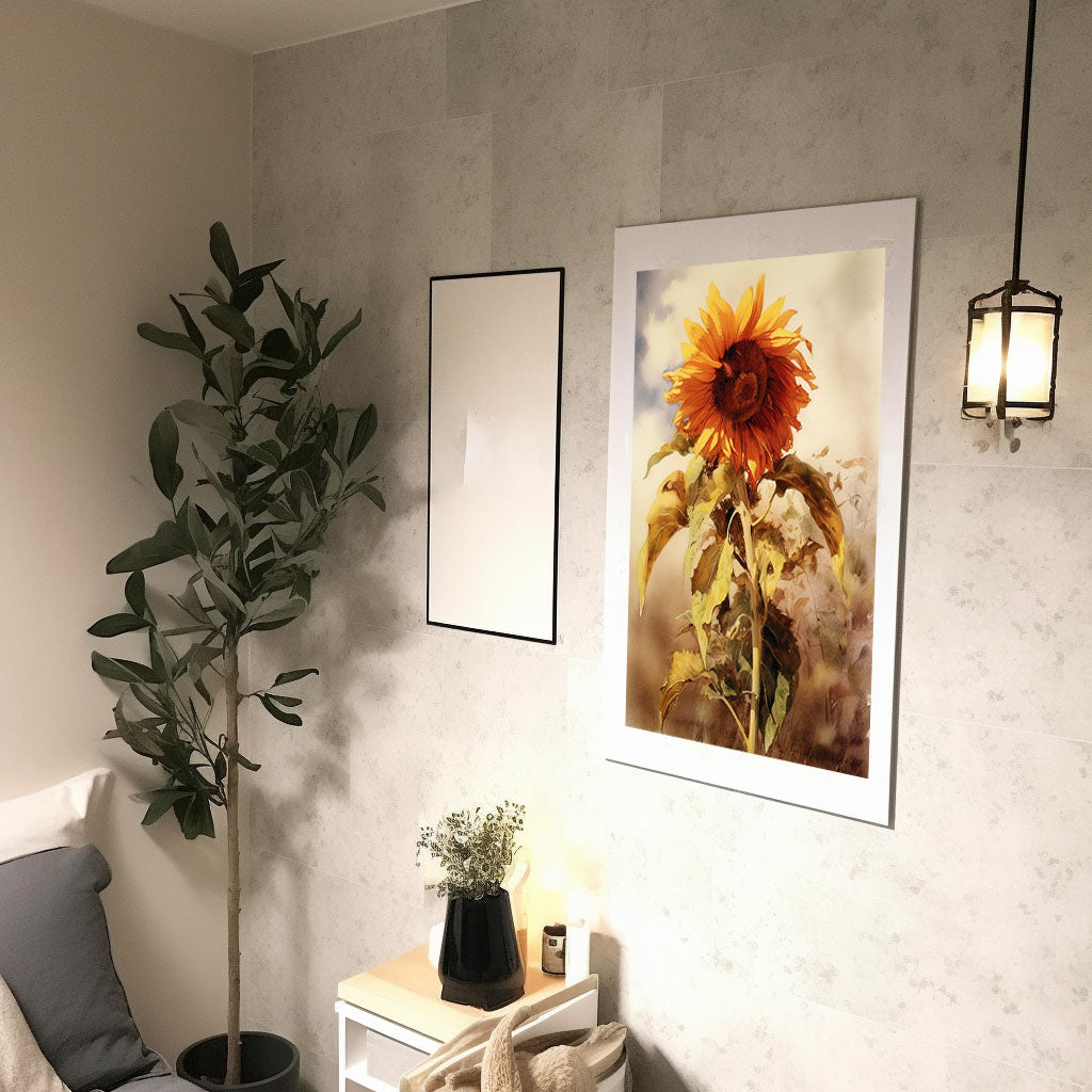 ひまわりのアートポスター廊下配置イメージ