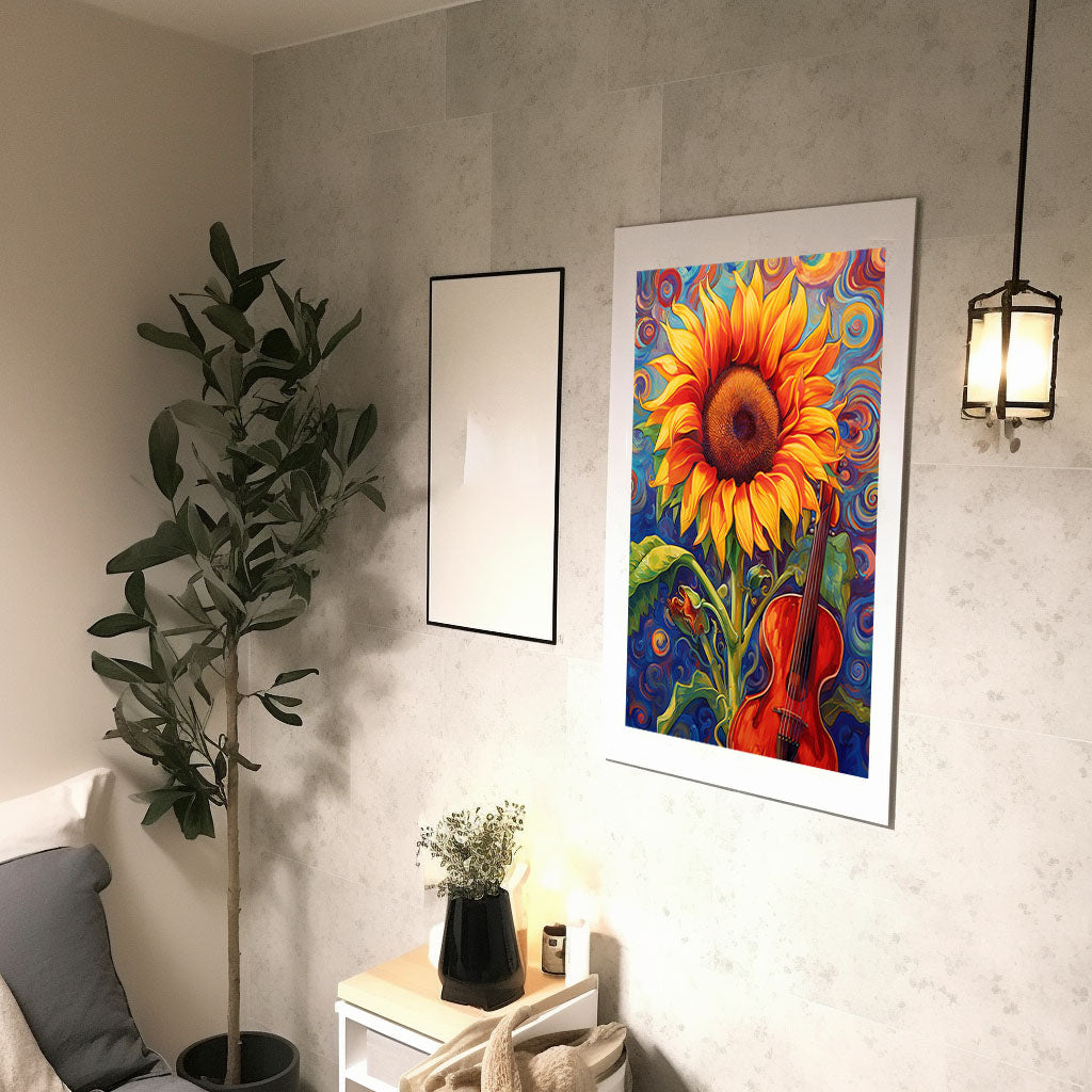 ひまわりのアートポスター廊下配置イメージ