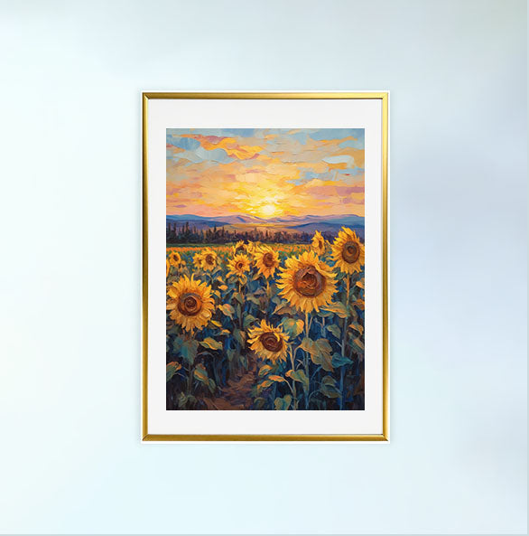 ひまわりのアートポスター金フレームあり