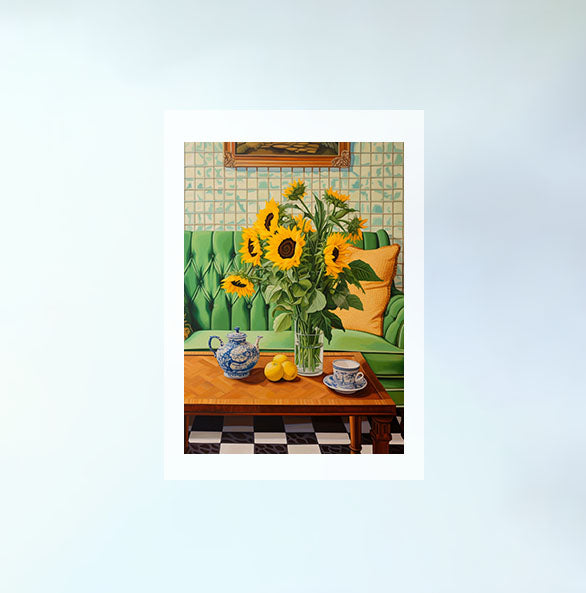 ひまわりのアートポスター原画のみ設置イメージ